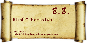 Biró Bertalan névjegykártya